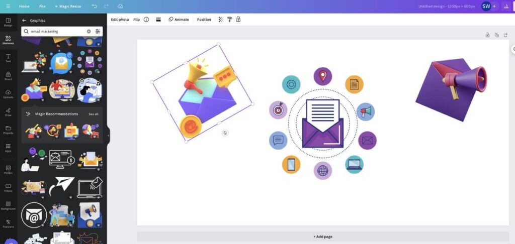 Canva element positioning