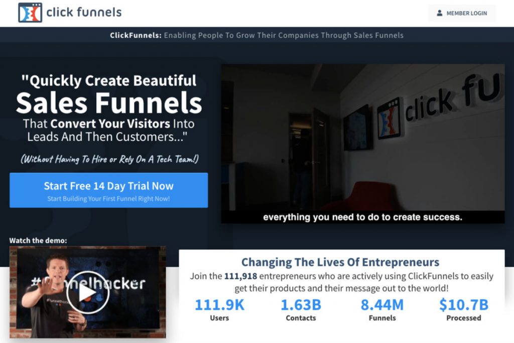 ClickFunnels homepage