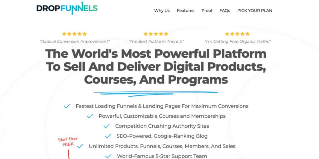 DropFunnels homepage