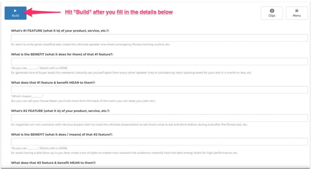 script form with build button