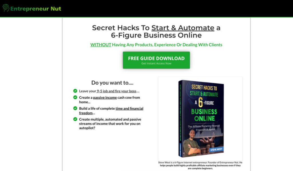 affiliate funnel landing page