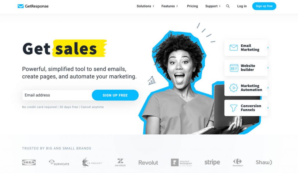 GetResponse homepage