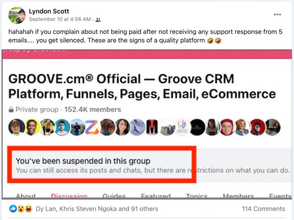 Groove Facebook thread