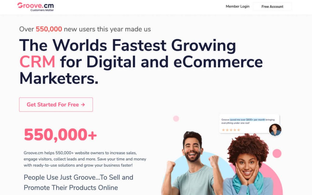 GrooveFunnels homepage