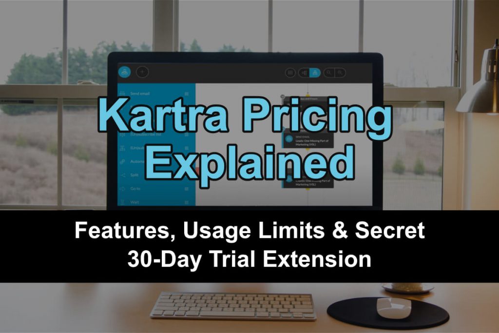 A computer with Kartra's pricing plans and features