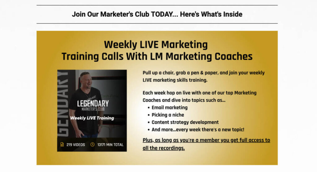 Club offering details and coaches