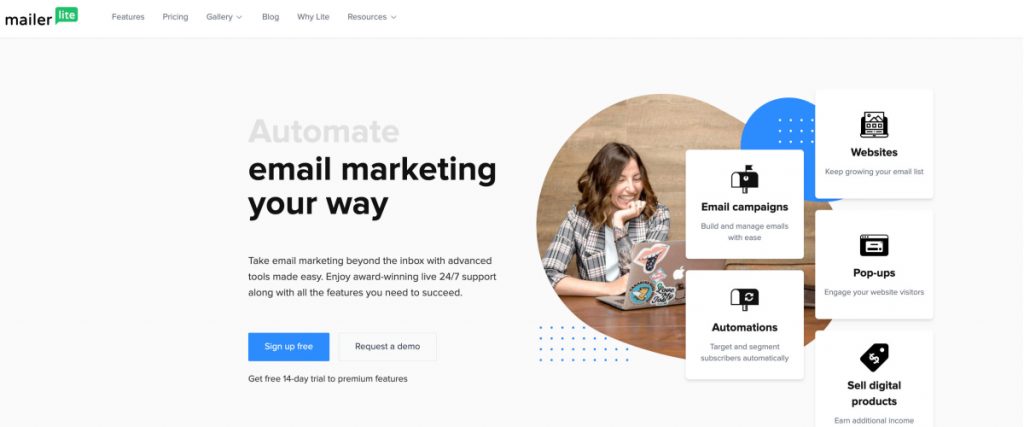 MailerLite homepage
