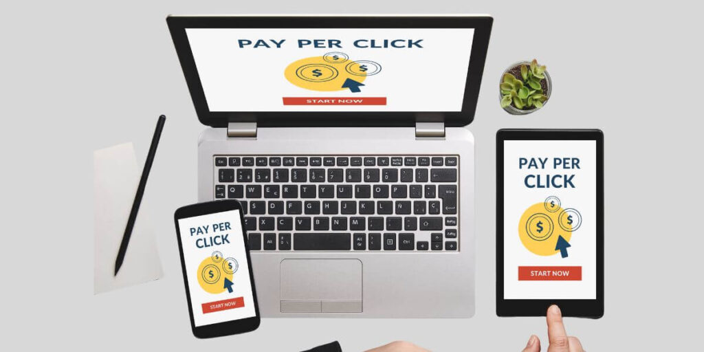 A person using a laptop for PPC advertising