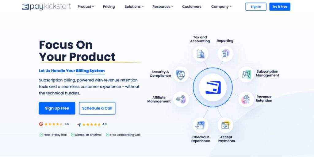 PayKickStart homepage