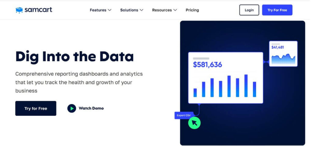 SamCart analytics and reporting dashboards