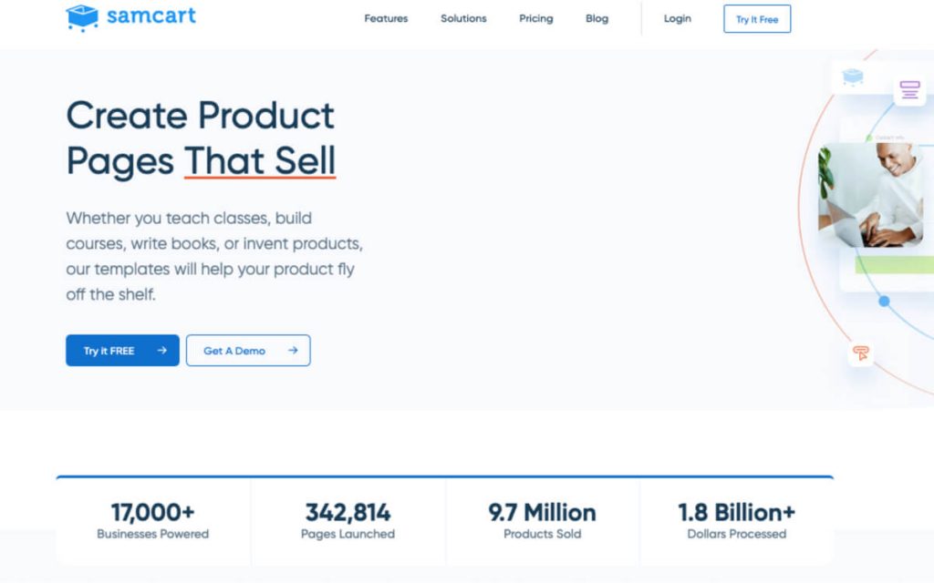 SamCart homepage