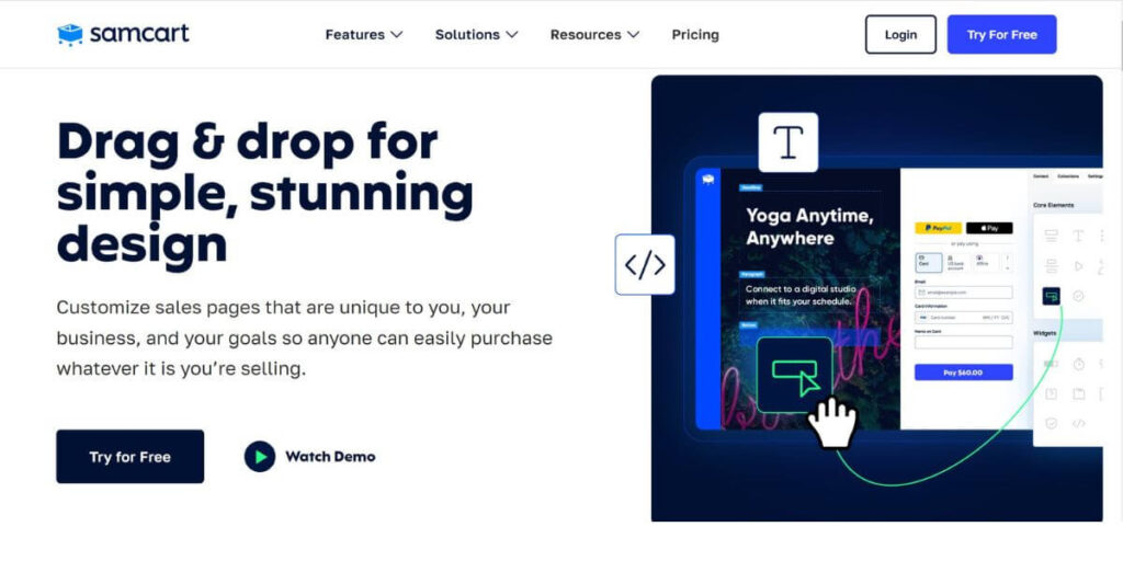 SamCart sales page builder