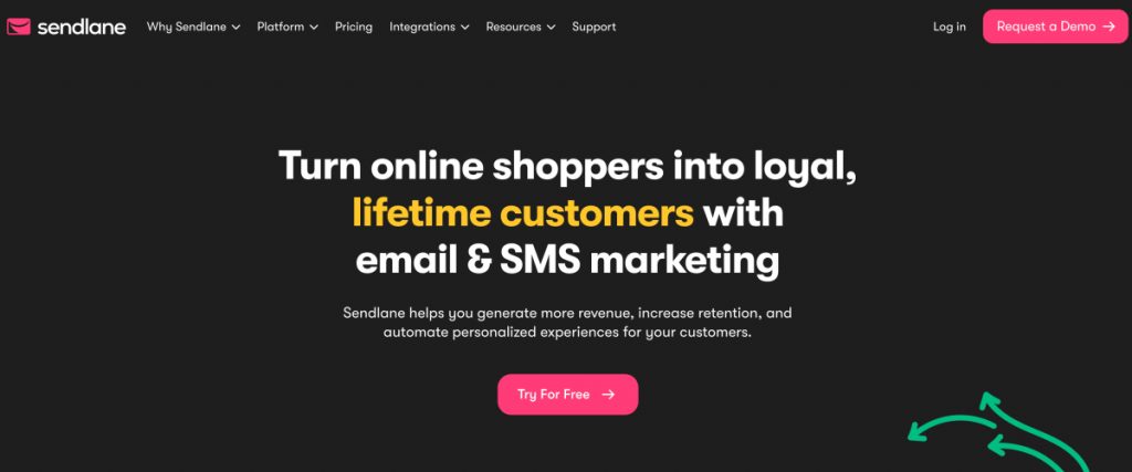 SendLane homepage