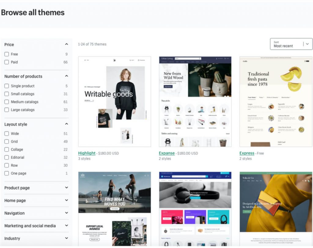 Shopify theme finder