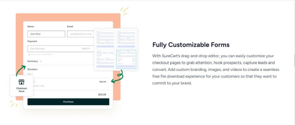 Fully customizable checkout forms