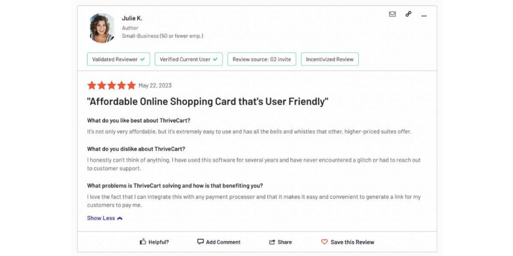 Testimonial from Julie