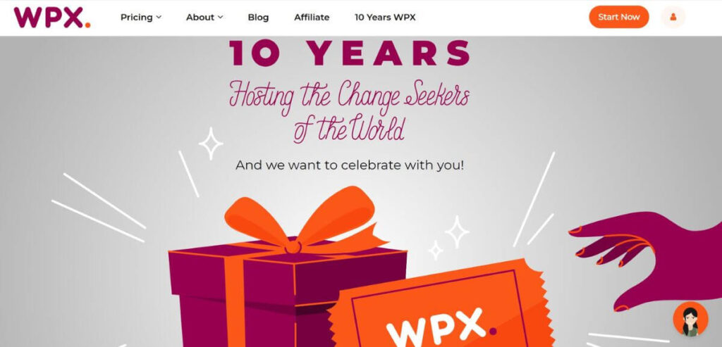 WPX hosting homepage