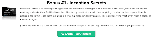 Inception Secrets bonus