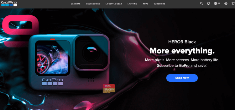 The Go Pro homepage