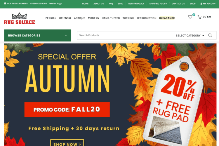 The Rug Source website