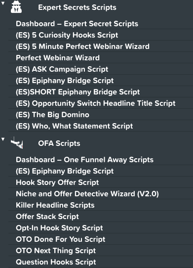 continued list of scripts