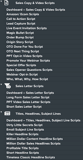 The final list of available scripts