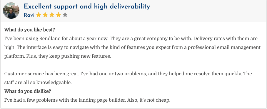 SendLane customer review