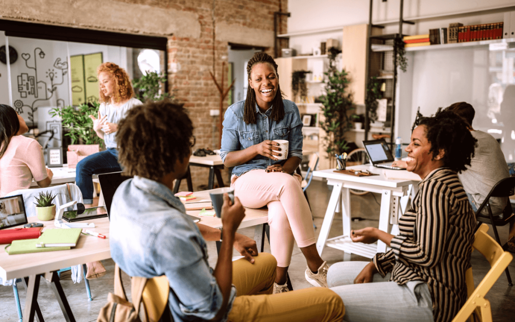 three women taking a break from work to help them be more productive