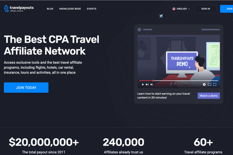 The Travel Payouts affiliate network