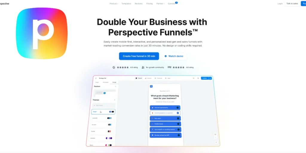 Perspective Funnels homepage Perspective Funnels